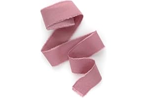 LINENLARK Dusty rose 1 inch wide 5 yds frayed edges handmade cotton ribbon hand dyed for Rustic wedding invitation ties favors gift wrapping Party decor bows Florist Bouquet supplies Flat lay props