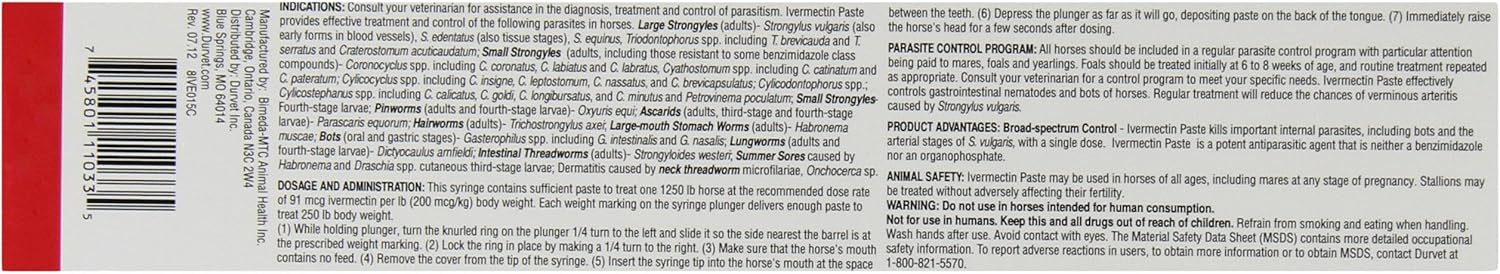 Ivermectin Paste Dewormer - 6.08g dose @ 1.87% Apple Flavor: Pet Supplies