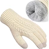 Pleneal Women Winter Gloves, Touch Screen Knit Gloves with Thermal Soft Lining Dual-Layer Glove for Cold Weather