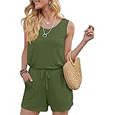 DouBCQ Womens Summer Romper Casual Short Jumpsuits with Pockets