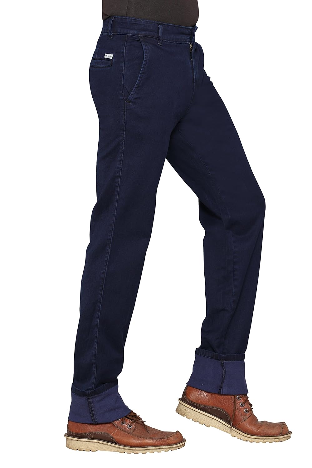 dragaon mens relax fit cross pocket chinos silk denim dark blue