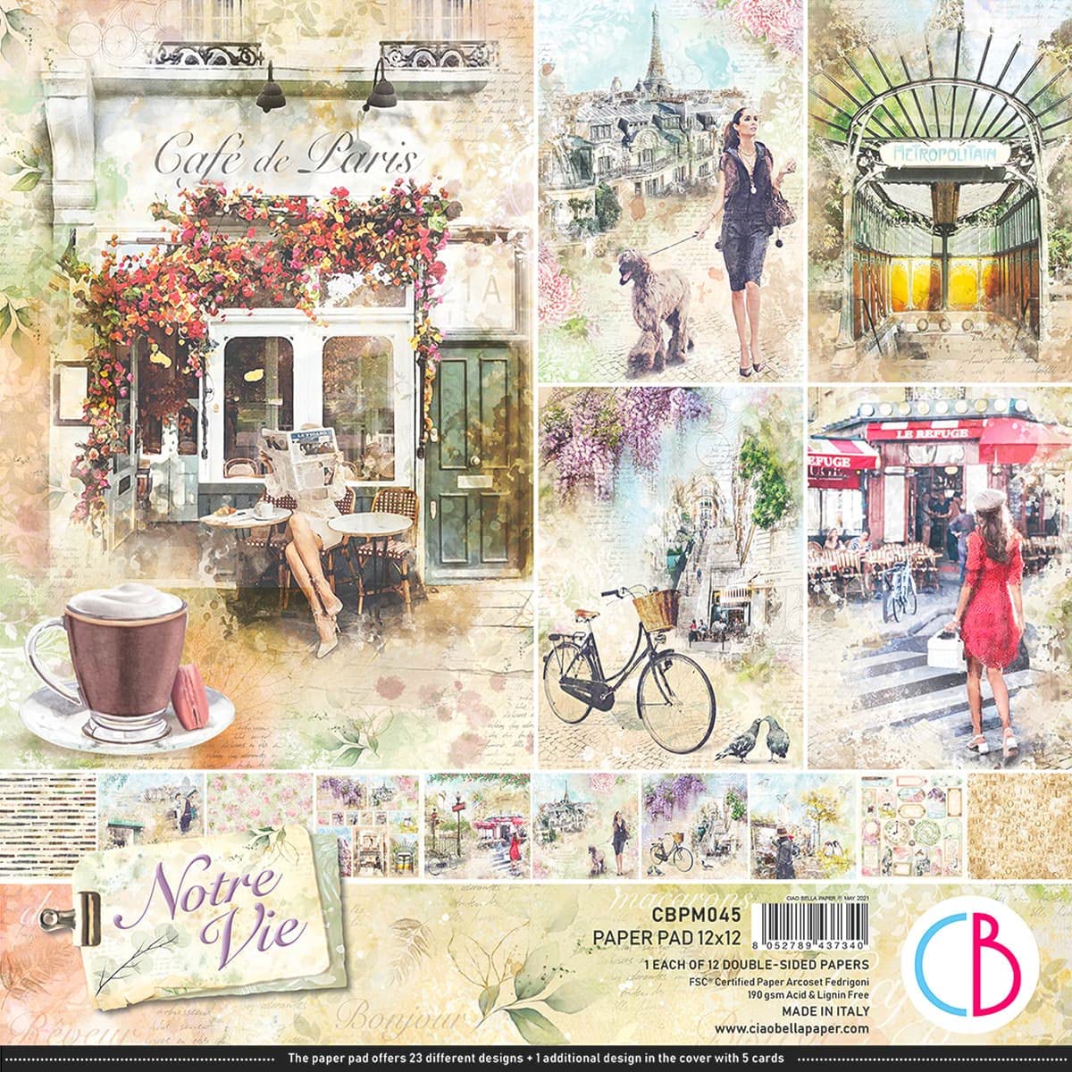 12"x12" Ciao Bella Paper Pad Notre Vie