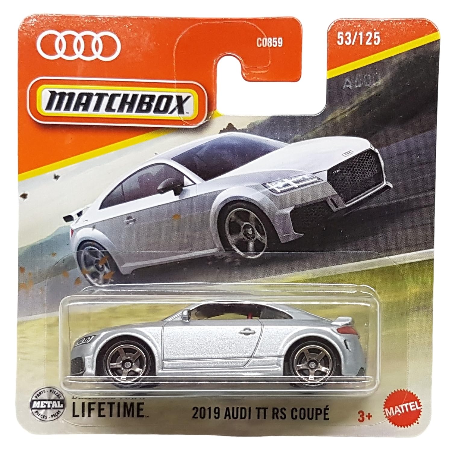 Matchbox - 2019 Audi TT RS Coupé - MBX Road Trip 53/125 - JBR61 - Short Card - Silver Metallic - Superfast Lesney - Mattel 20255-1:64