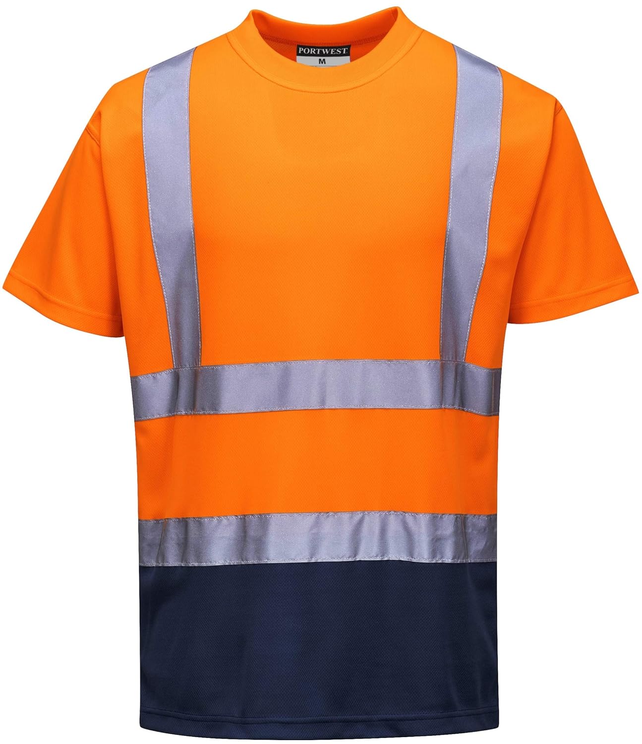 Portwest S378 Men's Hi Vis T Shirt Two-Tone Reflective Safety Workwear T-Shirt Orange/Navy, Large, Orange / Navy - Image 4