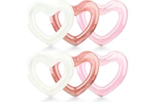 OCTADAY 6 Pack Inflatable Glitter Heart Pool Float Blow up Heart Shaped Swimming Tube for Adults Bachelorette Party Summer Beach Party Toys