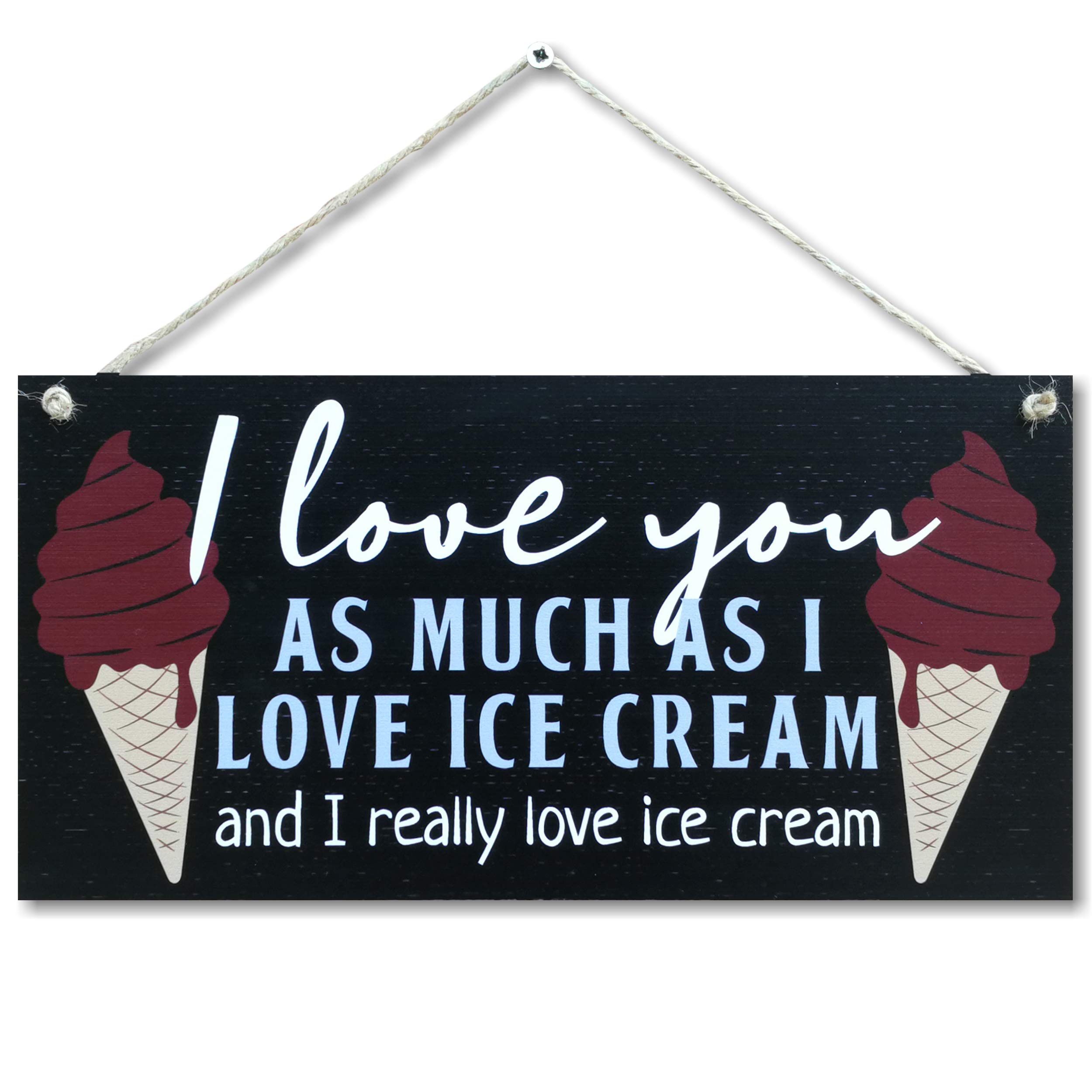 CARISPIBET I love you as much as I love ice cream and I really love ice cream Home signs kitchen signs house décor decorative plaques home decoration gift 6" x 12"