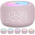 Odokee Dual Alarm Clock for Bedrooms: 10 Color Night Light - 8 Alarm Sound with Snooze - Digital Dimmable Alarm Clock for Kids - Pink