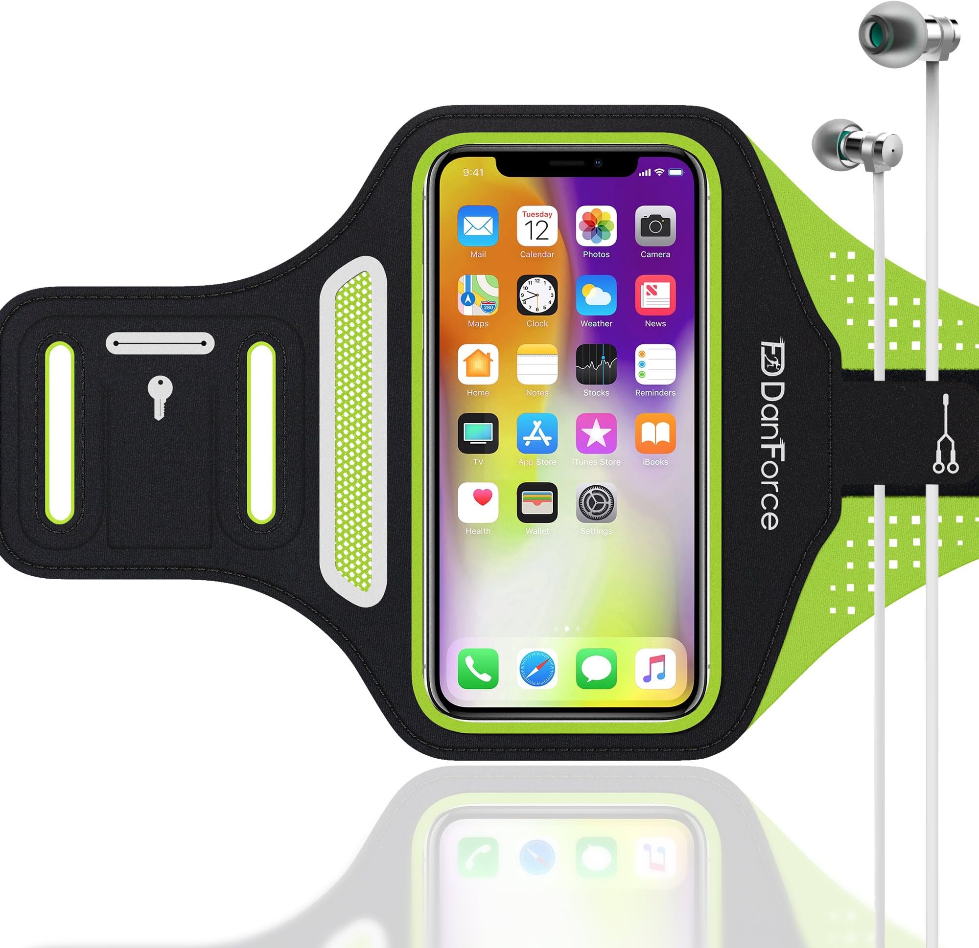 iPhone X, 8, 8+, 7, 7+, 6S, 6S+, 6, 6+ Sports Armband- Fingerprint Touch, Great for Running, Workouts or Any Fitness Activity, Unique Hidden Pocket for Stores Cash, Cards and Keys.