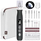 Electric Nail Drill, Cordless 2000 mAh Rechargeable Portable Nail File 12 in 1 Kit for Thick Toenails, 10 Speeds Nail Dril Machine Professional Manicure Pedicure for Hand Natural Nails Care (Grey)