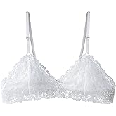 Cotorance Womens Lace Bra No Underwire Unlined Plunge Triangle Bralettes