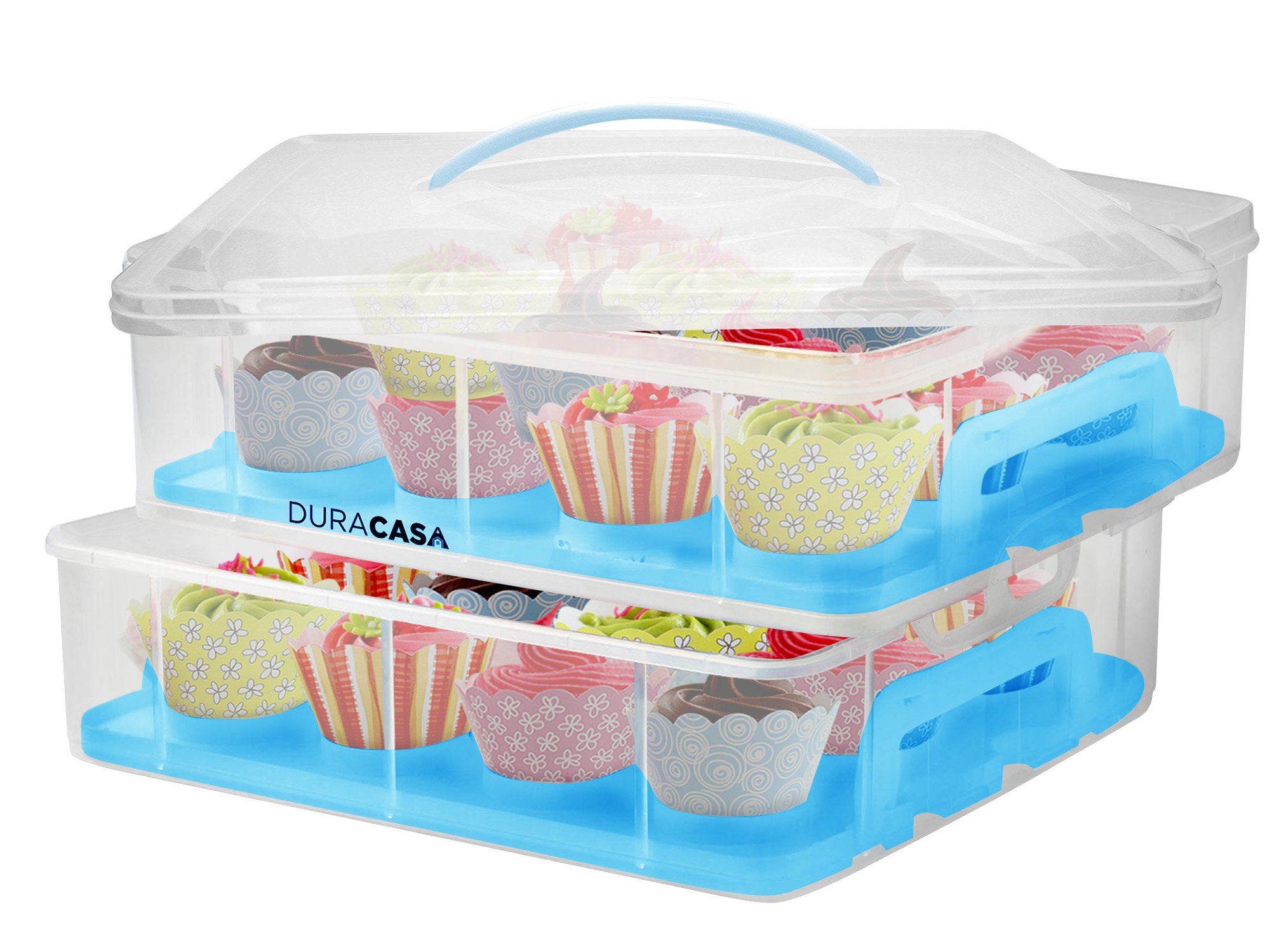 DuraCasa Cupcake Carrier, Cupcake Holder Store up to 24 Cupcakes or 2