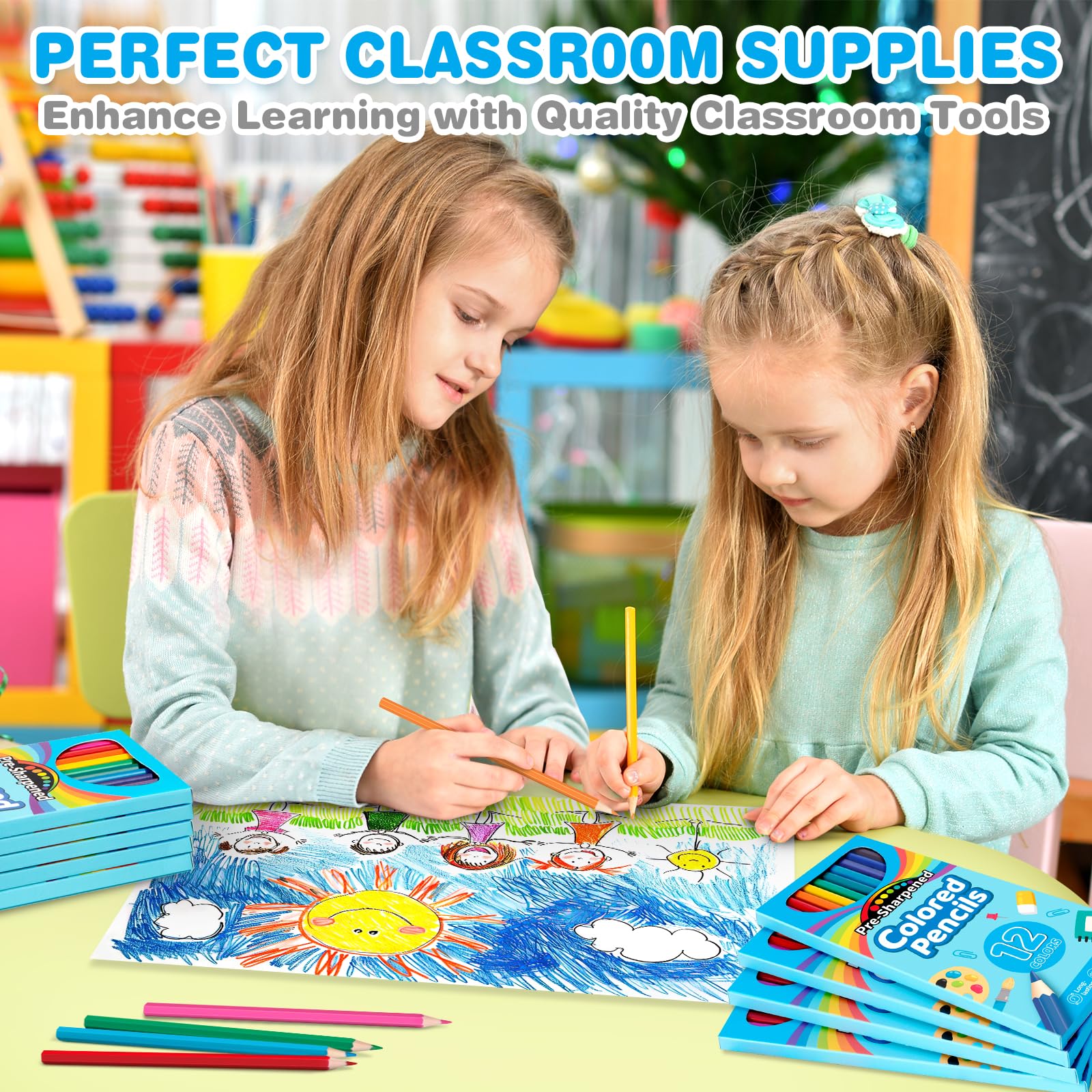 432 Count Colored Pencils Bulk, 36 Pack Colored Pencils for Kids, Pre-sharpened Coloring Pencils in 12 Vibrant Colors, Bulk School Supplies for Teachers, Classroom Prizes, Drawing Art Supplies