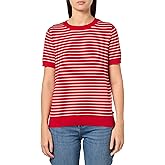 Nautica Women's V Neck Stripe Short Sleeve Sweater