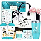 70th Birthday Gifts for Women 70 Year Old Birthday Gifts for Women Cool 1956 Gift Ideas for Female Funny Gift for 70 Year Old Womens Happy 70th Bday Decoration Baskets for Female Mom with Tumbler Bag