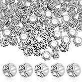 120pcs Large Silver Beads Spacers for Bracelets, Ymapinc 7.7mm Silver Beads for Jewelry Making, Large Hole Metal Spacers, Bracelets & Crafts, Big Hole Bead for DIY Projects