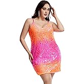 THANKPEARL Women's Sparkly Sequin Dress Spaghetti Strap Glitter Party Cocktail Clubwear Sexy Mini Dresses