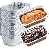 Spare Essentials (55 Pack) 1LB Mini Foil Loaf Pans - 1 Pound Disposable Aluminum Baking Pans for Individual Bread, Cake, Meatloaf - Small Loaf Pans with Liners, Small Bread Tins 6 x 3.5 x 2