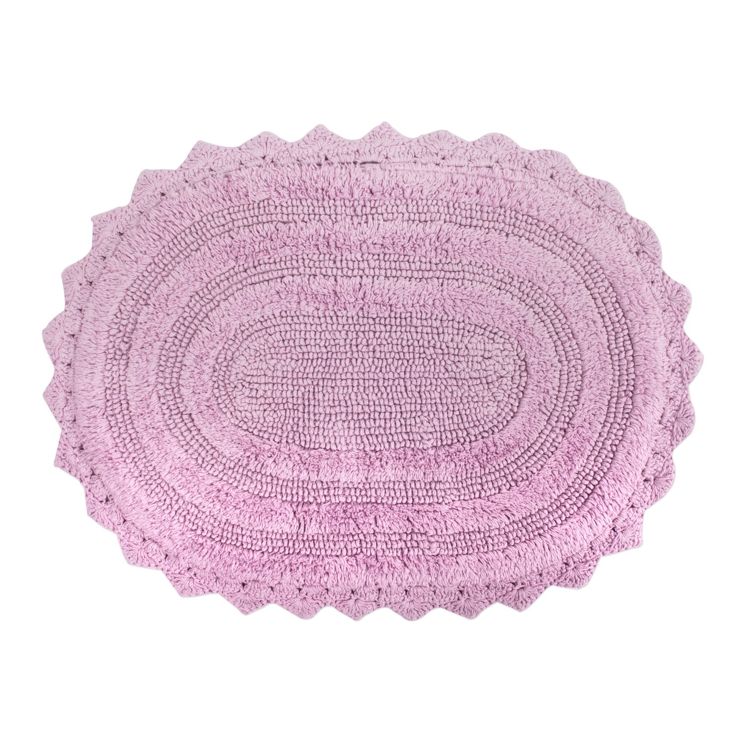 DII Crochet Collection Reversible Bath Mat, Small Oval, 17x24, Mauve — image 1