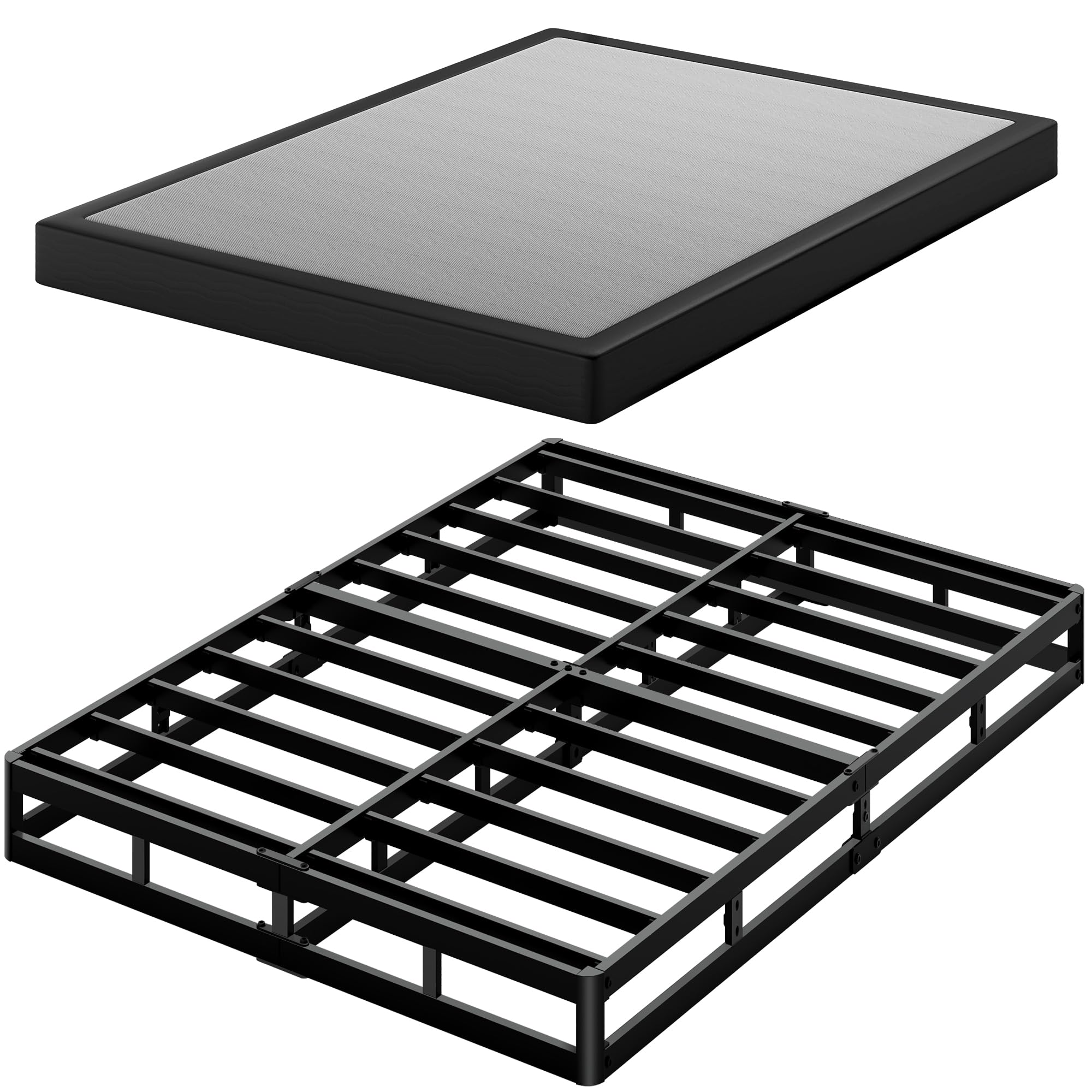 Awesofurni Full Size Box Spring, 10 Inch High Profile Full Box Spring Only, 3000 lbs Heavy Duty Metal Frame Mattress Foundation with Fabric Cover, Easy Assembly-Noise Free