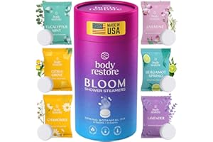 Body Restore Shower Steamers Aromatherapy 6 Pack - Christmas Stocking Stuffers, Birthday Gifts for Women, White Elephant, Relaxation, Self Care for Men - Bloom