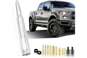 TURCEE Car Bullet Antenna,Truck Exterior Decoration Accessories Car Vehicle Replacement Antenna Conpatible with Ford F150 RAM 1500 GMC Heavy Duty Pickup Trucks Accessories (New Upgrade Silver-U.S. Flag)…