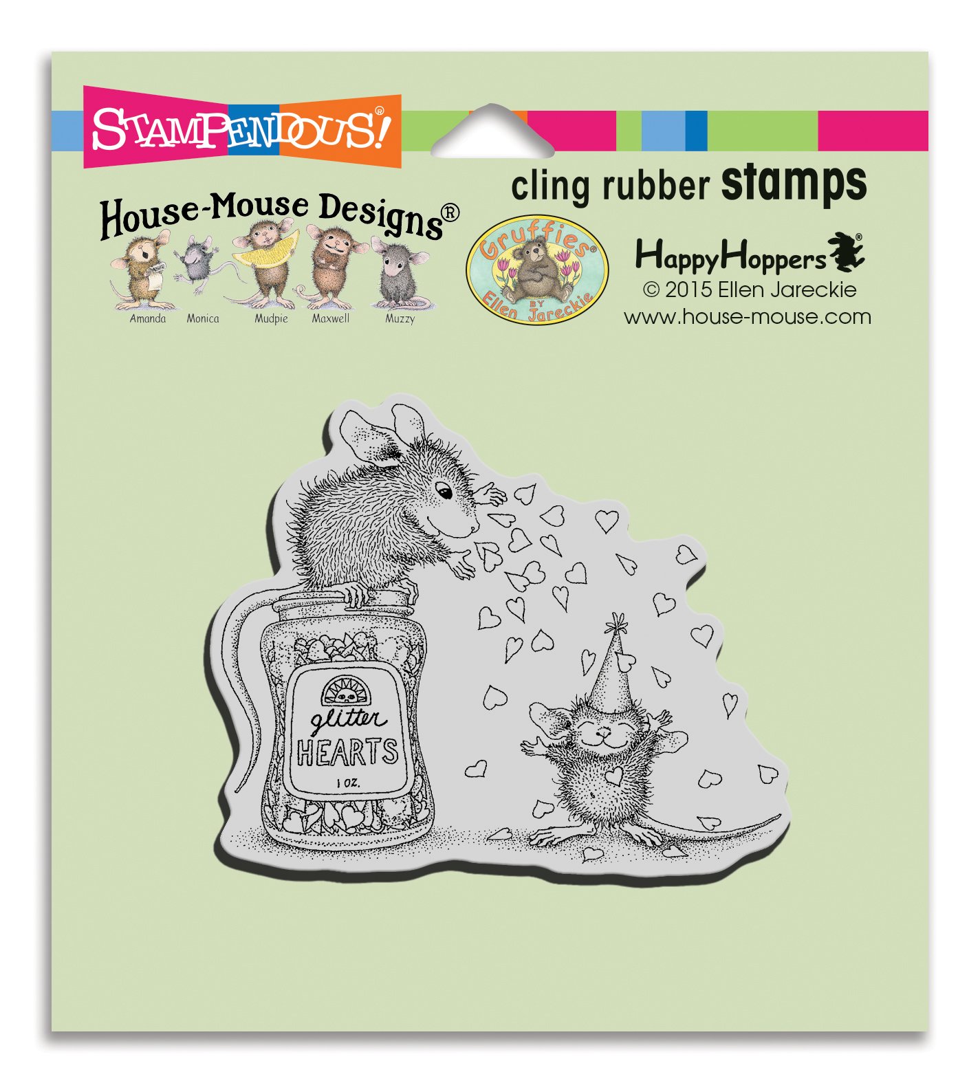 STAMPENDOUS Cling Rubber Stamp Glitter Hearts