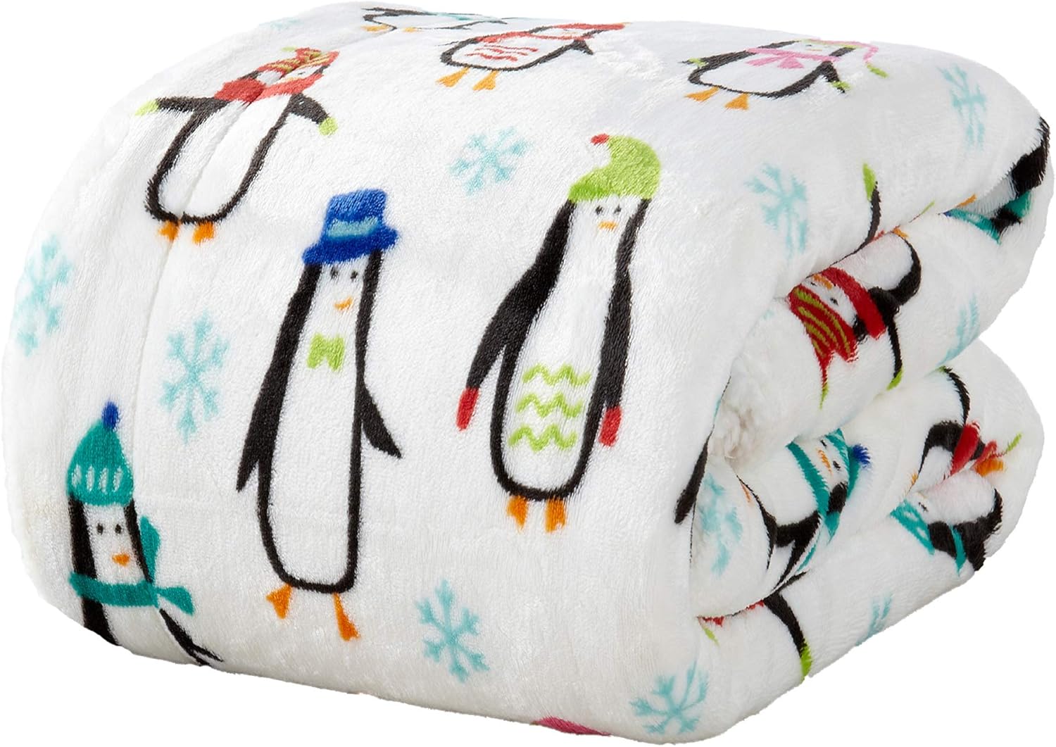 Decorative Holiday Throw Blanket. Super Soft Fleece Sherpa Holiday Throw Blanket. Eve Collection (50" x 60", Penguins): Kitchen & Dining