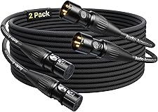 AA AUDIO ACCESSORY XLR Cables 10ft 2 Pack [Neutrik Connectors] Kevlar-Reinforced Ultra Durable Nylon Braided XLR Microphone C