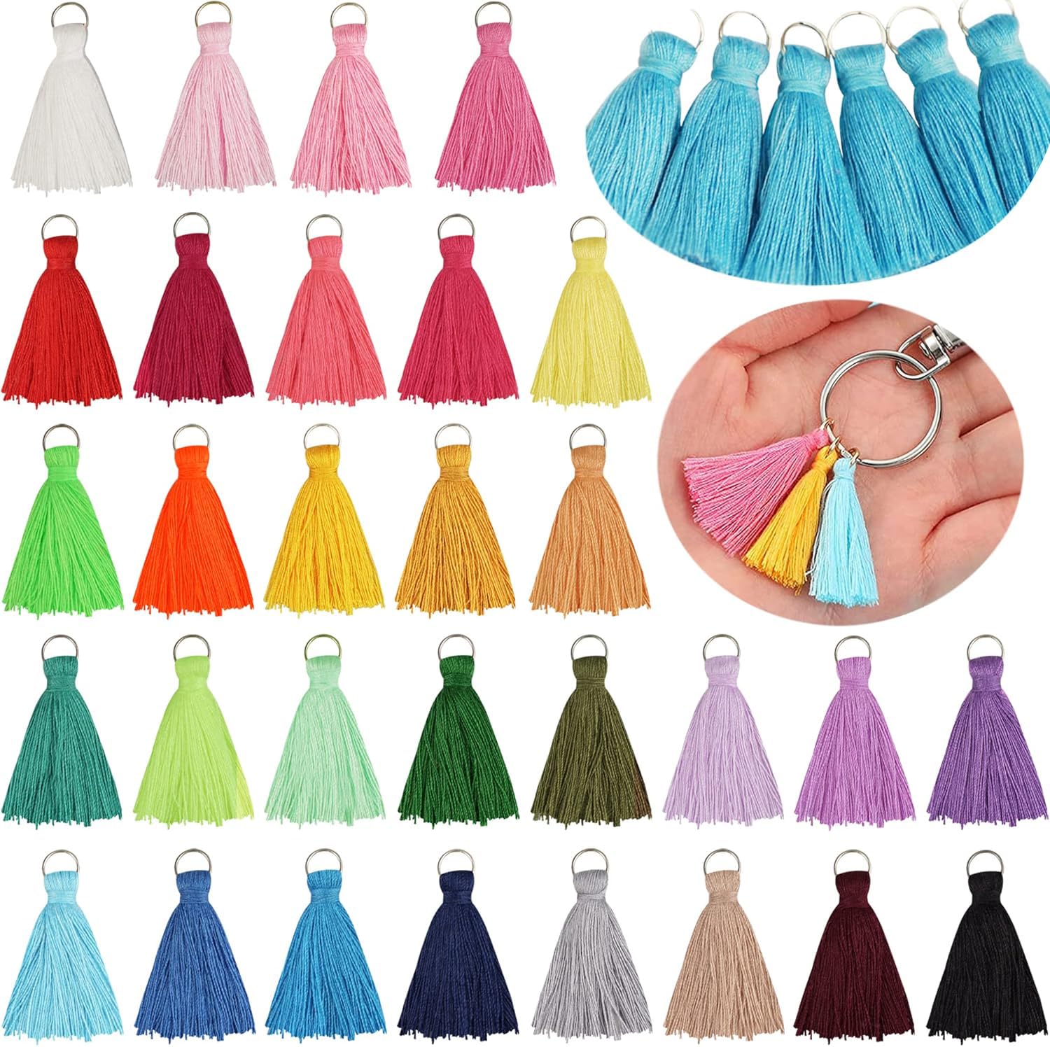 Photo 1 of 180PCS 30 Colors 3.5CM Multi-Color Mini Tassels Tiny Craft Tassels for Earring Jewelry Making Keychain Tassel Charms Bag Charms Pendant Handmade DIY Accessories(1.44Inch)