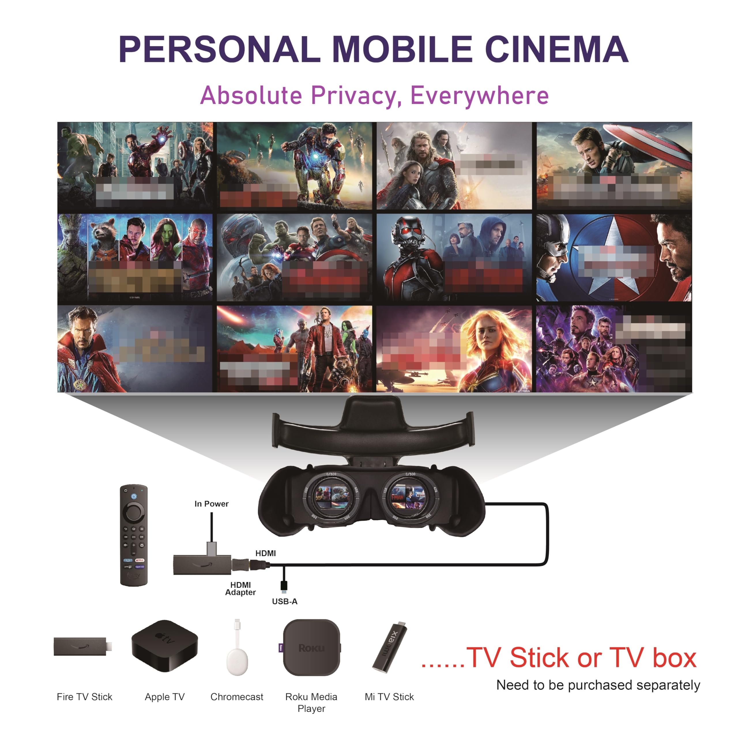 VISIONHMD Bigeyes H1 3D Video Display Glasses,HDMI Input,Personal Movies Cinema, Video Goggles, Headset, Head-Mounted Video Display,Priviate 3D IMAX Movie Cinema(Bigeyes H1)