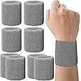 8 Pack Wrist Sweatbands Tennis Wrist Bands Absorbent Sweat Band for Men and Women, Football, Basketball, Running Athletic Sports -Gray