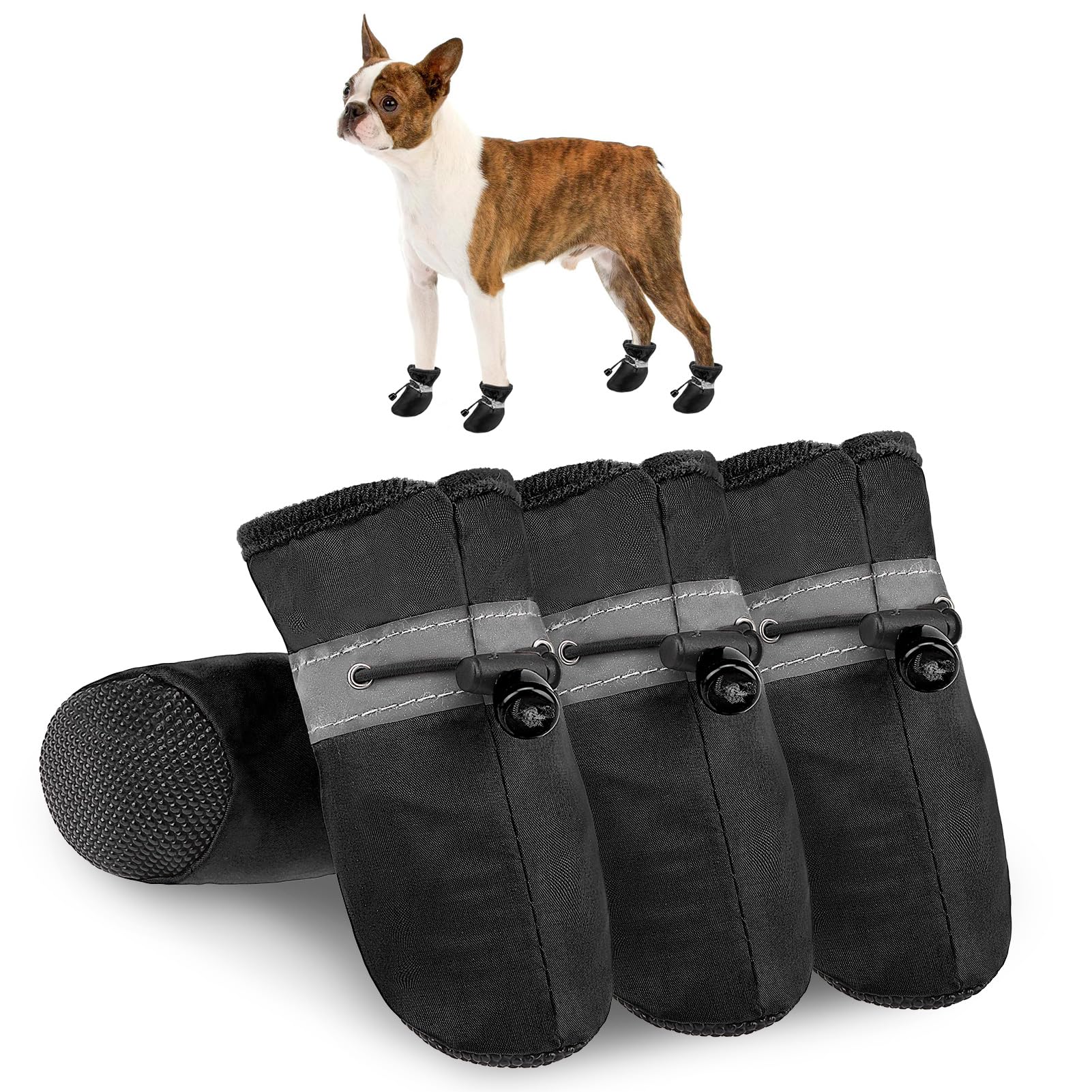 Photo 1 of SCENEREAL Dog Shoes for Hot Pavement for Small Medium Dogs Paw Protectors, Summer Heat Boots Resistant Waterproof Soft Outdoor Walking Indoor Hardfloors, Black Size 5