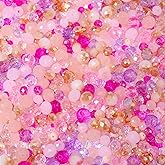 Songxi 1000pcs 4mm/6mm/8mm Pink Glass Beads for Jewelry Making, Valentines Crystal Beads for Bracelets Jewelry Making, Valentine Spacer for Keychain Making Necklace Earring DIY Arts and Crafts