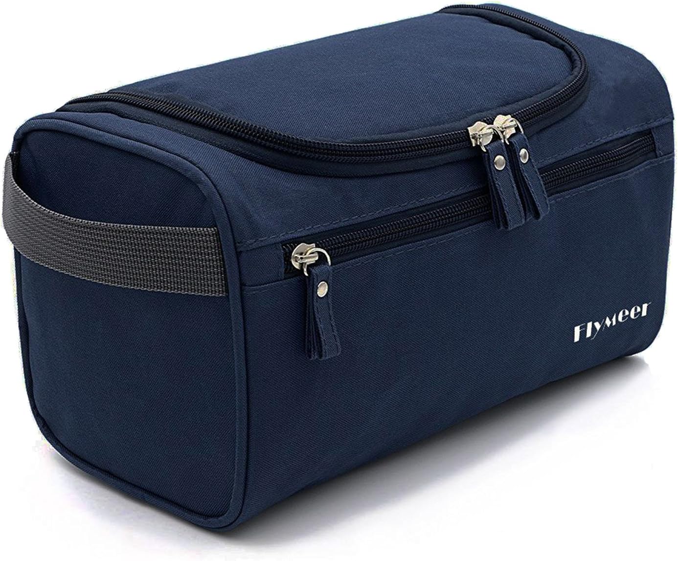 Flymeer Hanging Travel Toiletry Bag Large Capacity Waterproof Travel Case for Men & Women, Organizer for Accessories, Shampoo, Cosmetic, Personal Items, Healthcare Bag with Handle (Dark Blue)
