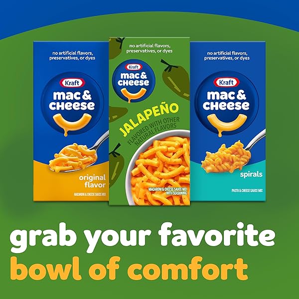 KRAFT JALAPEÑO FLAVORED WITH OTHER NATURAL FLAVORS MAC & CHEESE MACARONI AND CHEESE DINNER, 7.25 OZ BOX