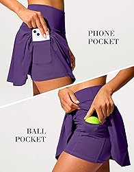 SANTINY 14" Tennis Skirt Golf Skorts with Pockets