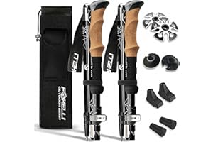 Foxelli Folding Trekking Poles – 2-pc Ultra Compact Hiking Poles for Men & Women, Lightweight Strong Aluminum 7075 Collapsibl
