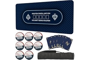 Elil Texas Hold’em Poker Table Mat 70" x 35" – Non-Slip Rubber Backing, Casino-Style Poker Table Top Layout, Portable Roll-Up