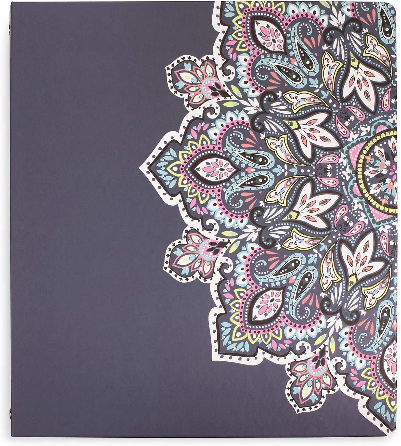 Vera Bradley Hardcover 3 Ring Binder, 1 Inch Round Rings with Interior Pockets, Bonbon Medallion : Office Products