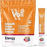 Voli Energy Drink Mix Packets | Natural Pre-Workout Powder with Green Tea Caffeine & B Vitamins, Amino Acids & Electrolytes for Sustained Focus, Hydration & Clean Energy | No Added Sugar, 15-Count
