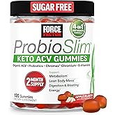 Force Factor ProbioSlim Keto ACV Gummies, Organic Apple Cider Vinegar Gummies with LactoSpore Probiotics & Prebiotics to Support Digestion, Metabolism, & Immune Health, 1 Net Carb, Apple Flavor, 120ct