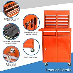 SumKea Wheels, Box, 5 Drawer Rolling Tool Chest and