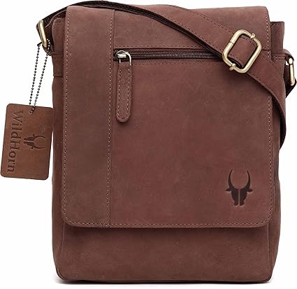 WildHorn Leather 21.59 cms Brown Messenger Bag (MB205/1H)