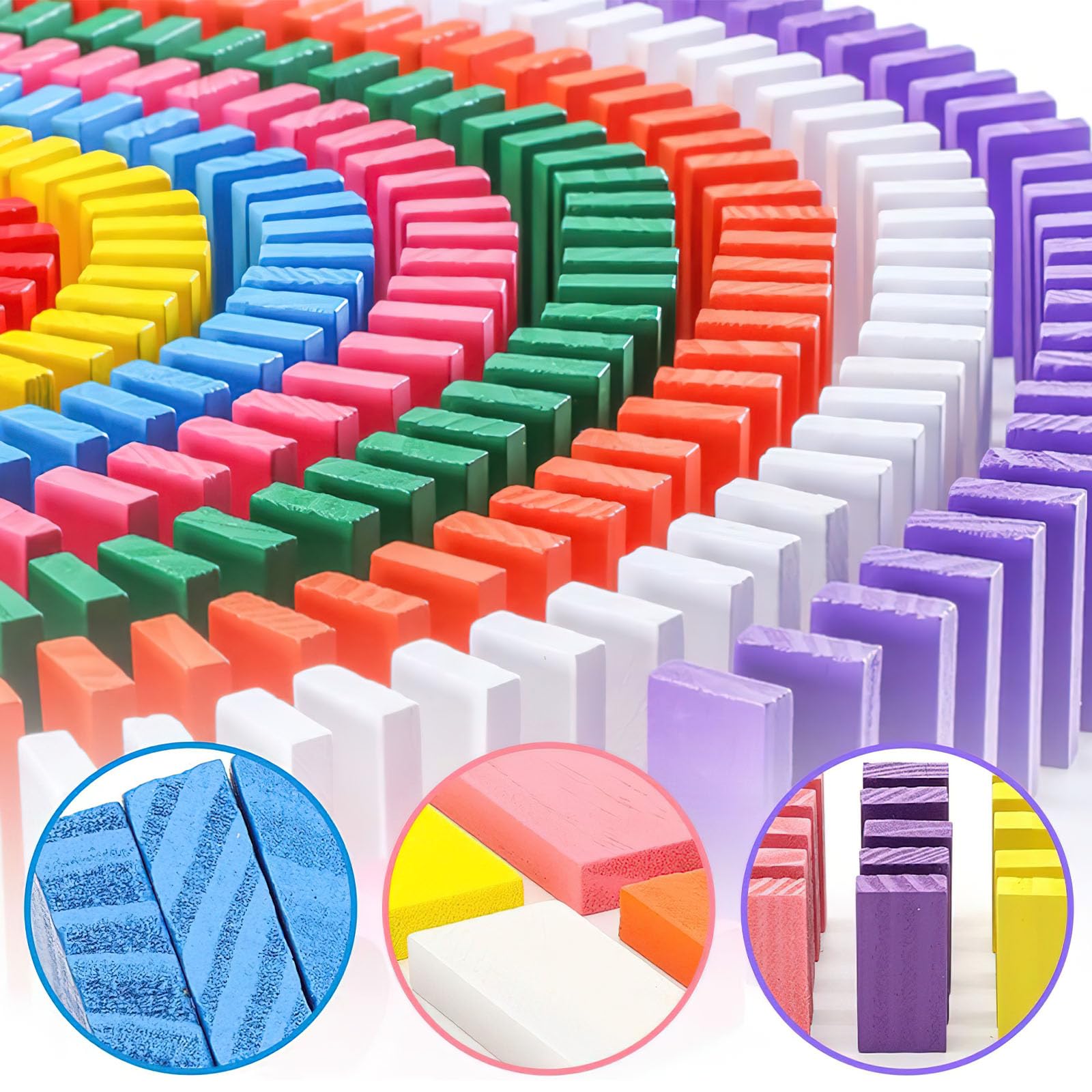 BigOtters Dominos Set for Kids,360 PCS Dominoes Wooden Building Blocks Stacking Educational Racing Toy Games, Party Favor for Boys and Girls, 12 Colors