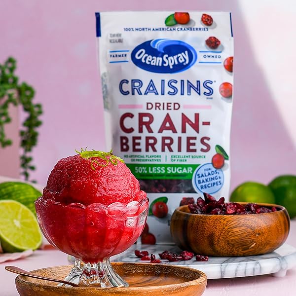 OCEAN SPRAY® CRAISINS®, 50% LESS SUGAR DRIED CRANBERRIES, DRIED FRUIT, 20 OZ POUCH
