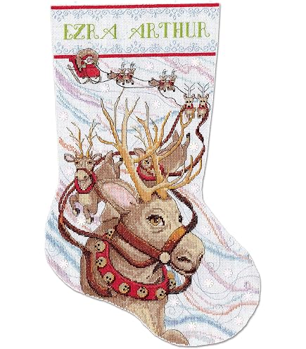 Letistitch Christmas Stocking Cross Stitch Kit - Snowman & Santa Pattern, 24.5 X 37 Cm