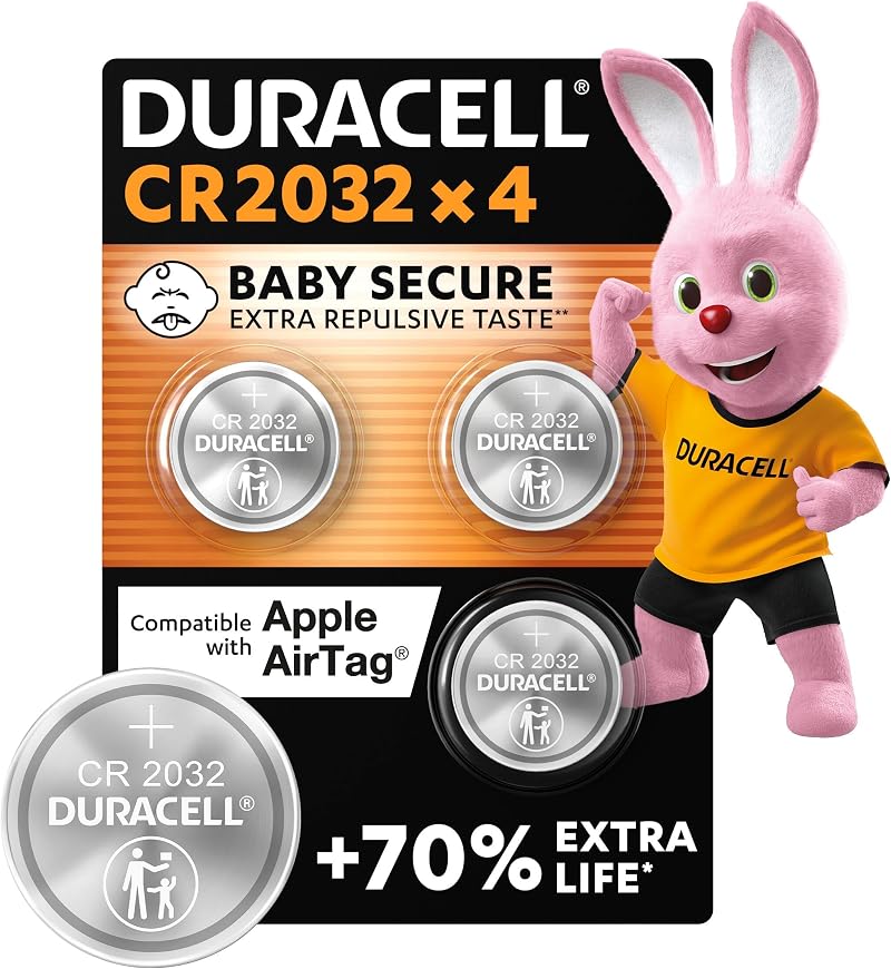 Duracell CR2032 Lithium Coin Batteries 4 Pack - 70% Extra Life