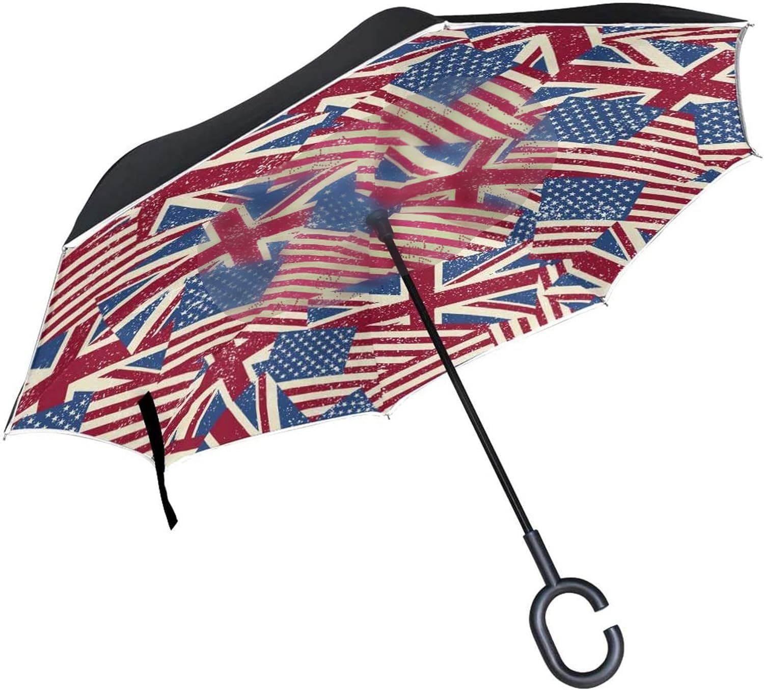 America And British Flag Windproof CShaped Handle