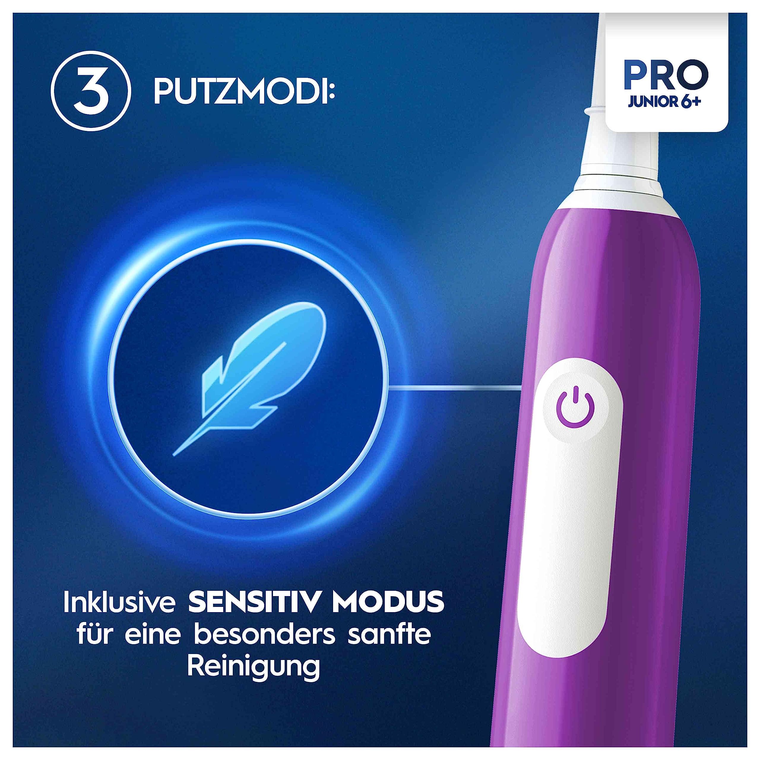 Oral-B Pro Junior Elektrische Zahnbürste für Kinder — Electric Toothbrush ab 6 Jahren — Inkl. 1 Aufsteckbürste, Designed by Braun, Lila 3
