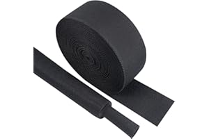 SUNNAREPOON Black 2:1 Ratio Automotive Heat Shrink Braided Sleeving,Wear-Resistant Flat Woven Shrinkable Sleeve Fabric Car Cable Wires Hoses Protection (1-3/8"-8ft)